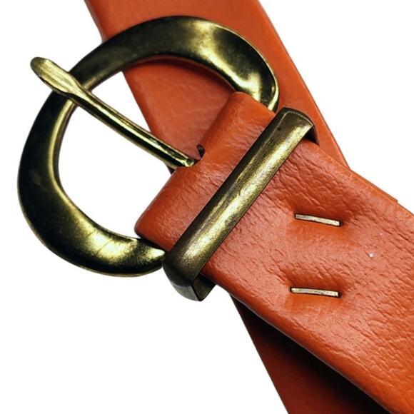 1950s MCM Burnt Orange OJ 1 Inch Leather Belt Pull Through Buckle Gently Used main image 4